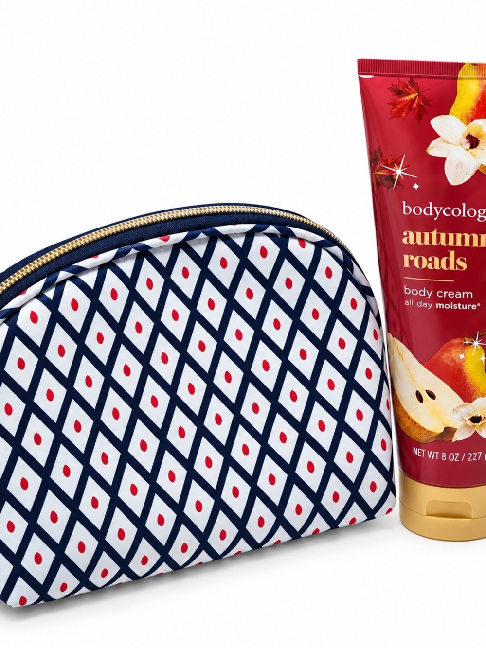 Dabney Lee Cosmetic Pouch & Bodycology Autumn Roads Cream NWT